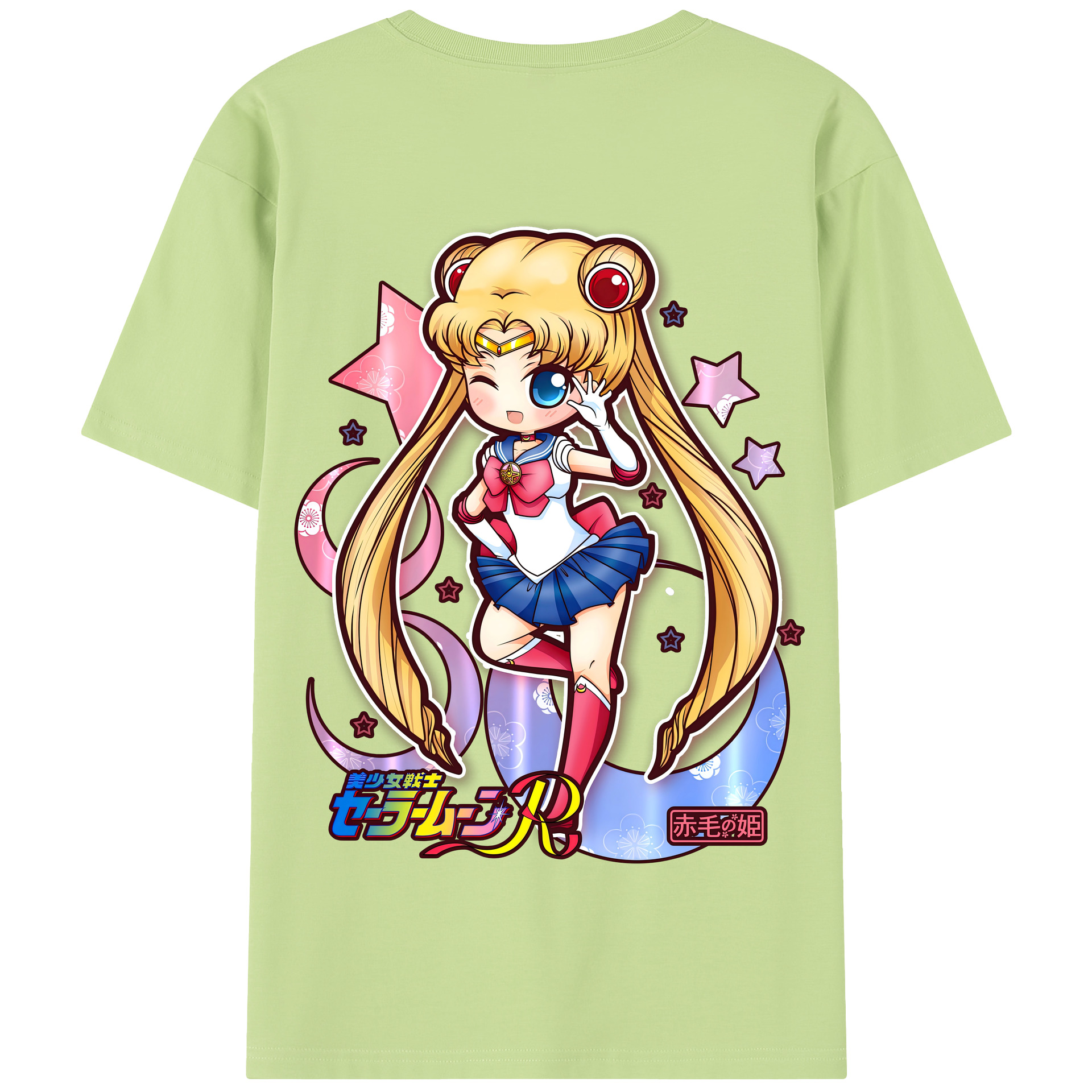 （画像用） 美少女戦士セーラームーン 月野 うさぎ つきの うさぎ Sailor Moon Tsukino Usagi 綿100％半袖Tシャツ（背面プリント）